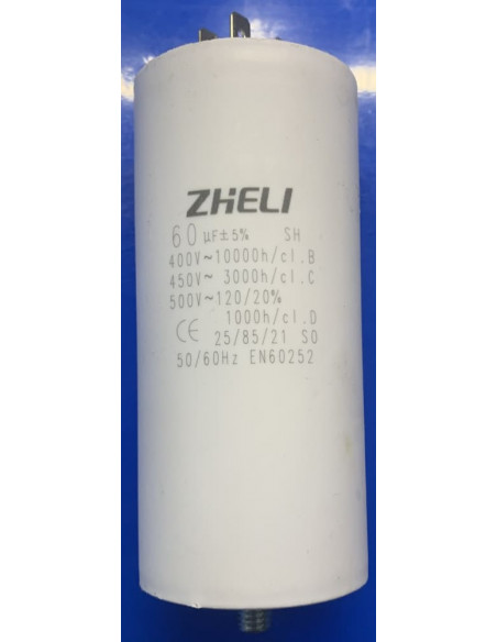 Конденсатор пусковой Zheli 60mf 450v клеммы